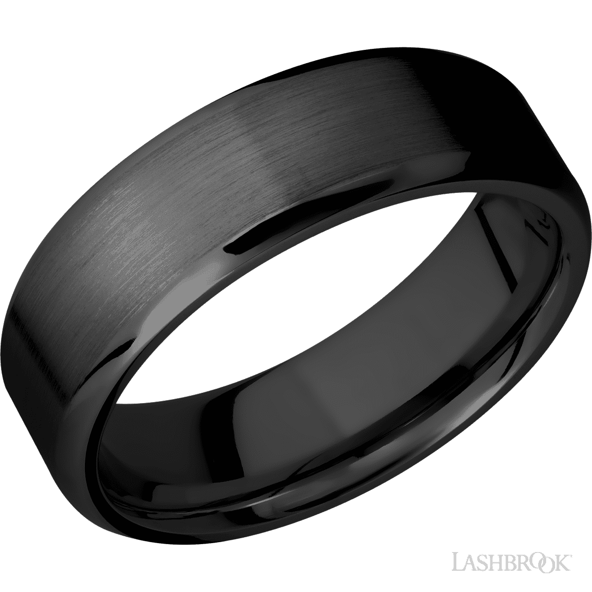 7 mm wide Beveled Zirconium band