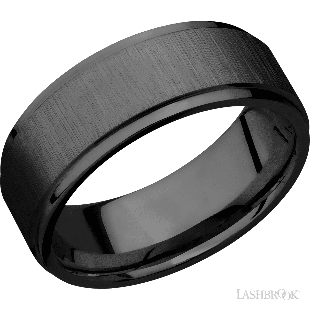 8 mm wide Flat Grooved Edges Zirconium band