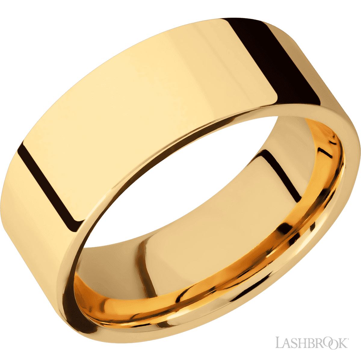 8 mm wide Flat 14K Yellow Gold band