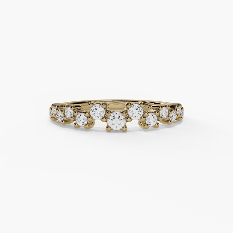 Zigzag Round Floating Diamond Stackable Wedding Band