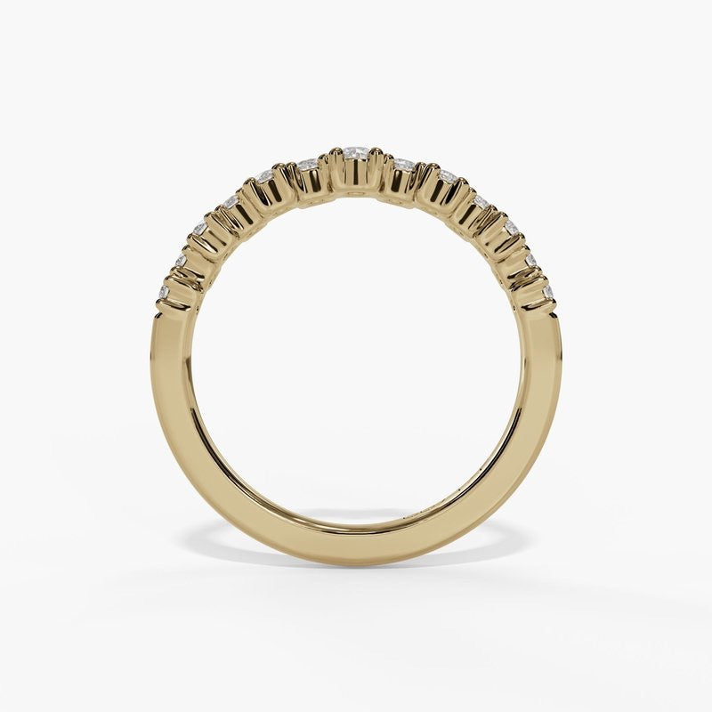Zigzag Round Floating Diamond Stackable Wedding Band