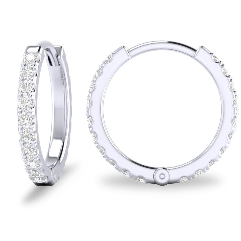 On Outside Round Small Diamond Huggies Earrings