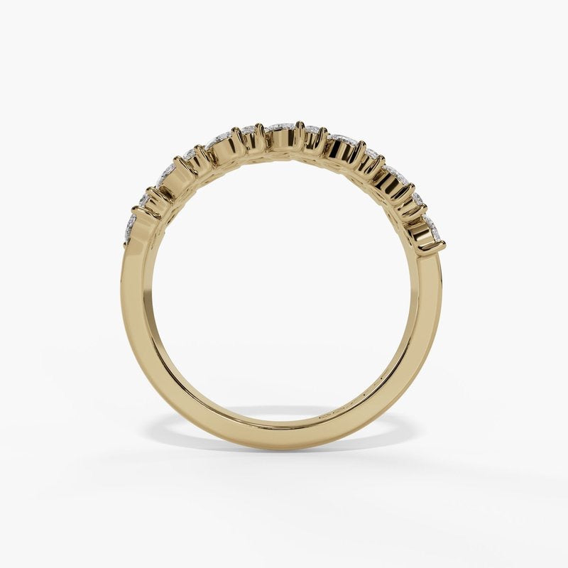 2 Row Tilted Marquise Round Diamond Band