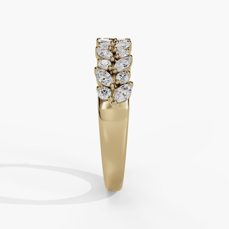 2 Row Tilted Marquise Round Diamond Band
