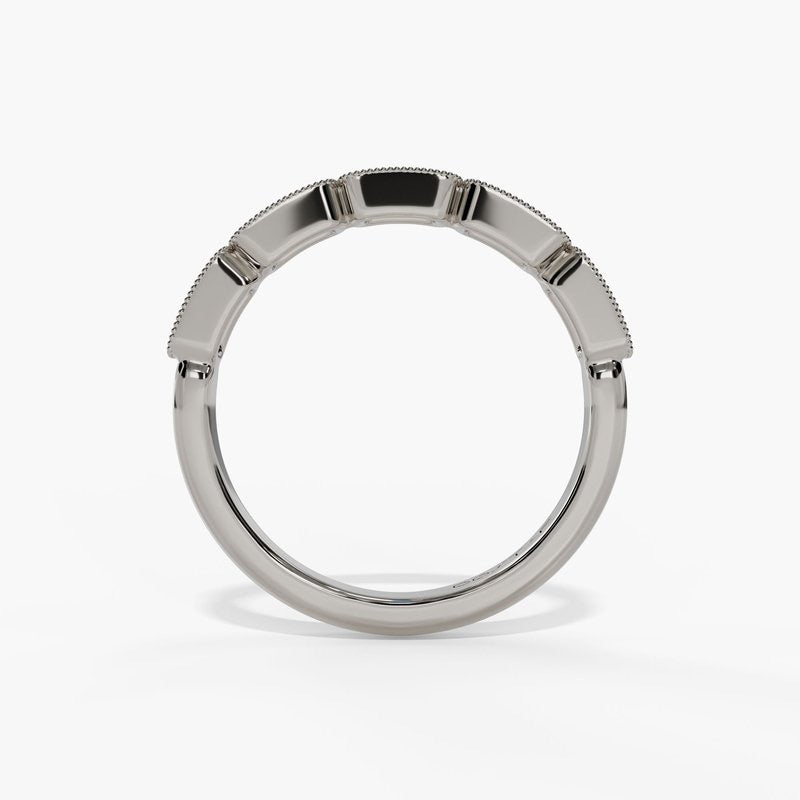 Baguette Cut Milgrain Diamond Stackable Wedding Band
