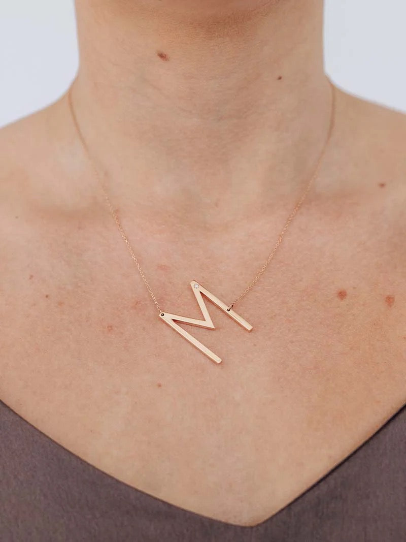 Diamond "M" Necklace