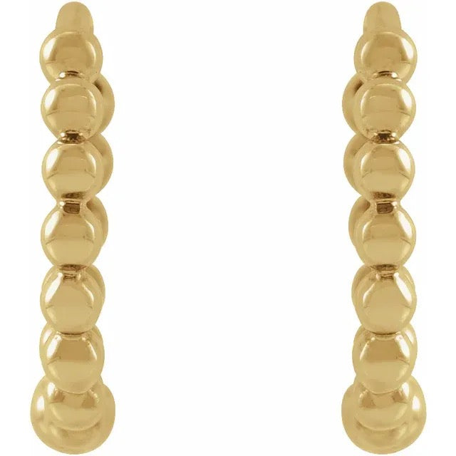 14K Yellow Beaded Huggies