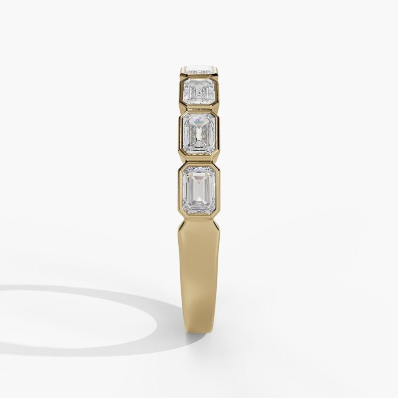 Bezel Set Emerald Cut Diamond Band