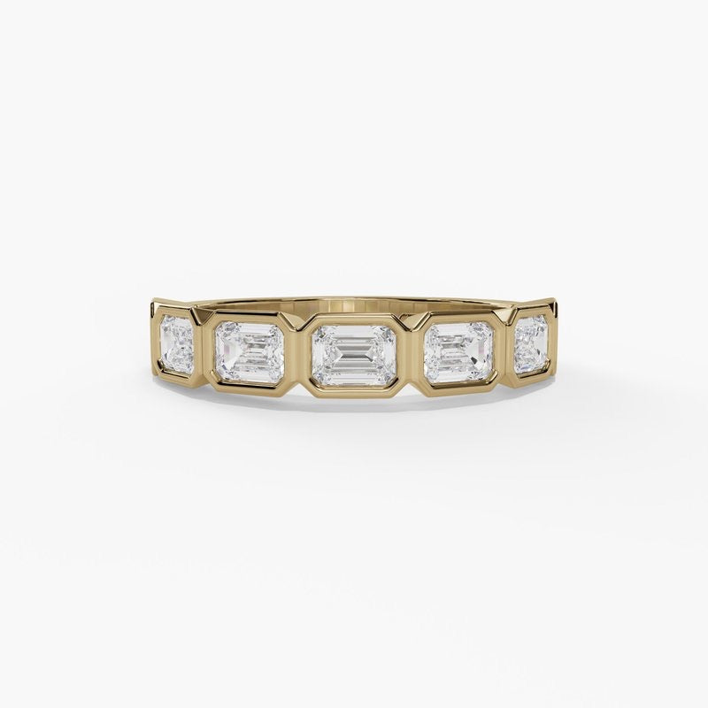 Bezel Set Emerald Cut Diamond Band