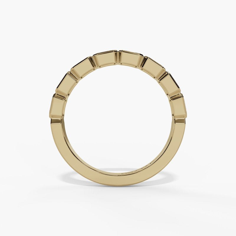Bezel Set Emerald Cut Diamond Band