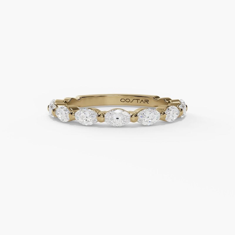 Marquise Single Prong Floating Diamond Stackable Band