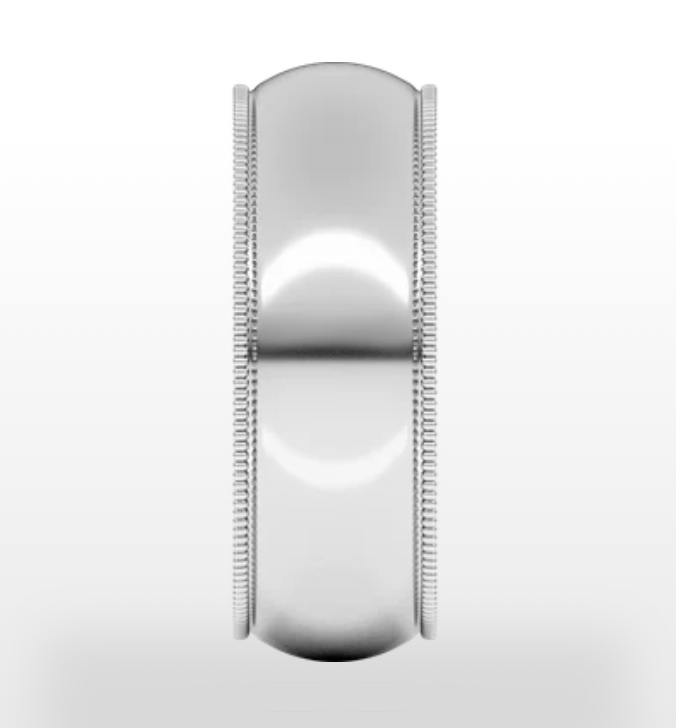 14K White Milgrain Comfort Fit