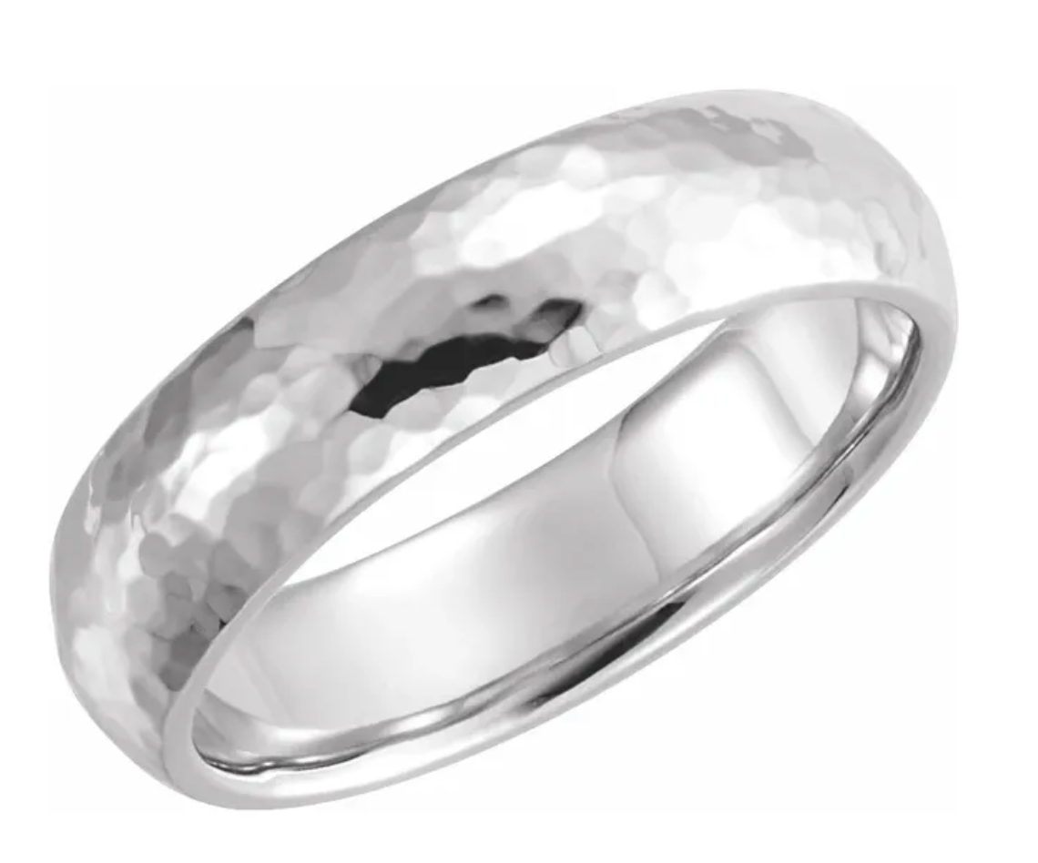 10K White 6 mm Comfort-Fit Half Round Band