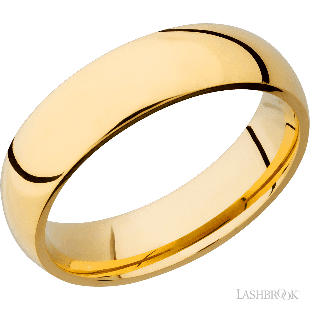 6 mm wide Domed 14K Yellow Gold band.