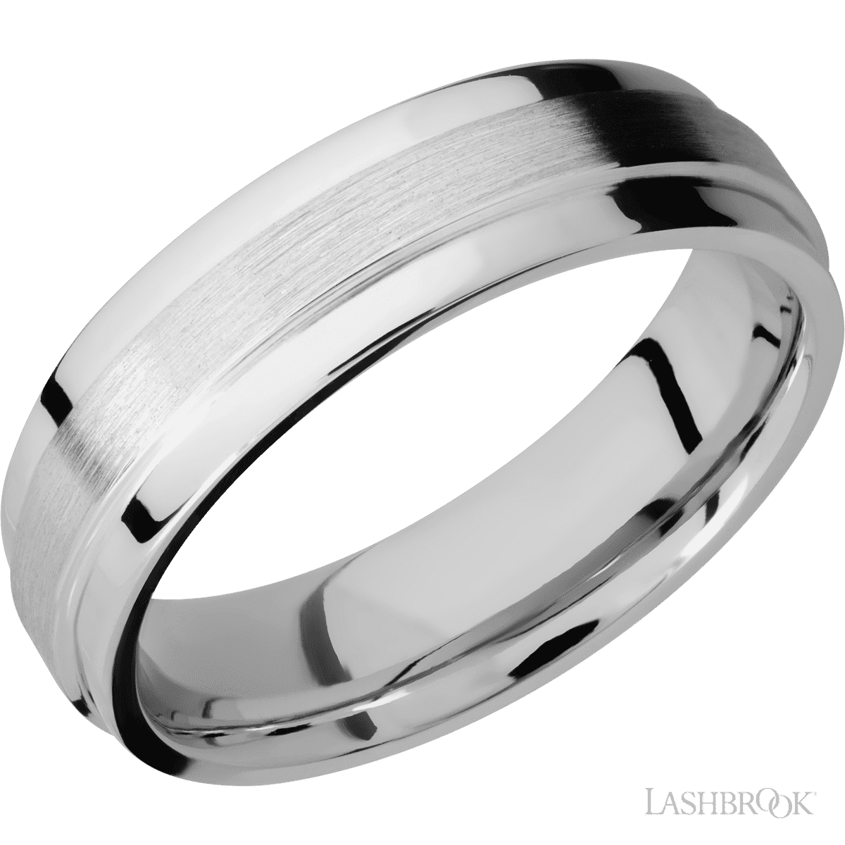 6 mm wide Flat Wide Grooved Edges Platinum band