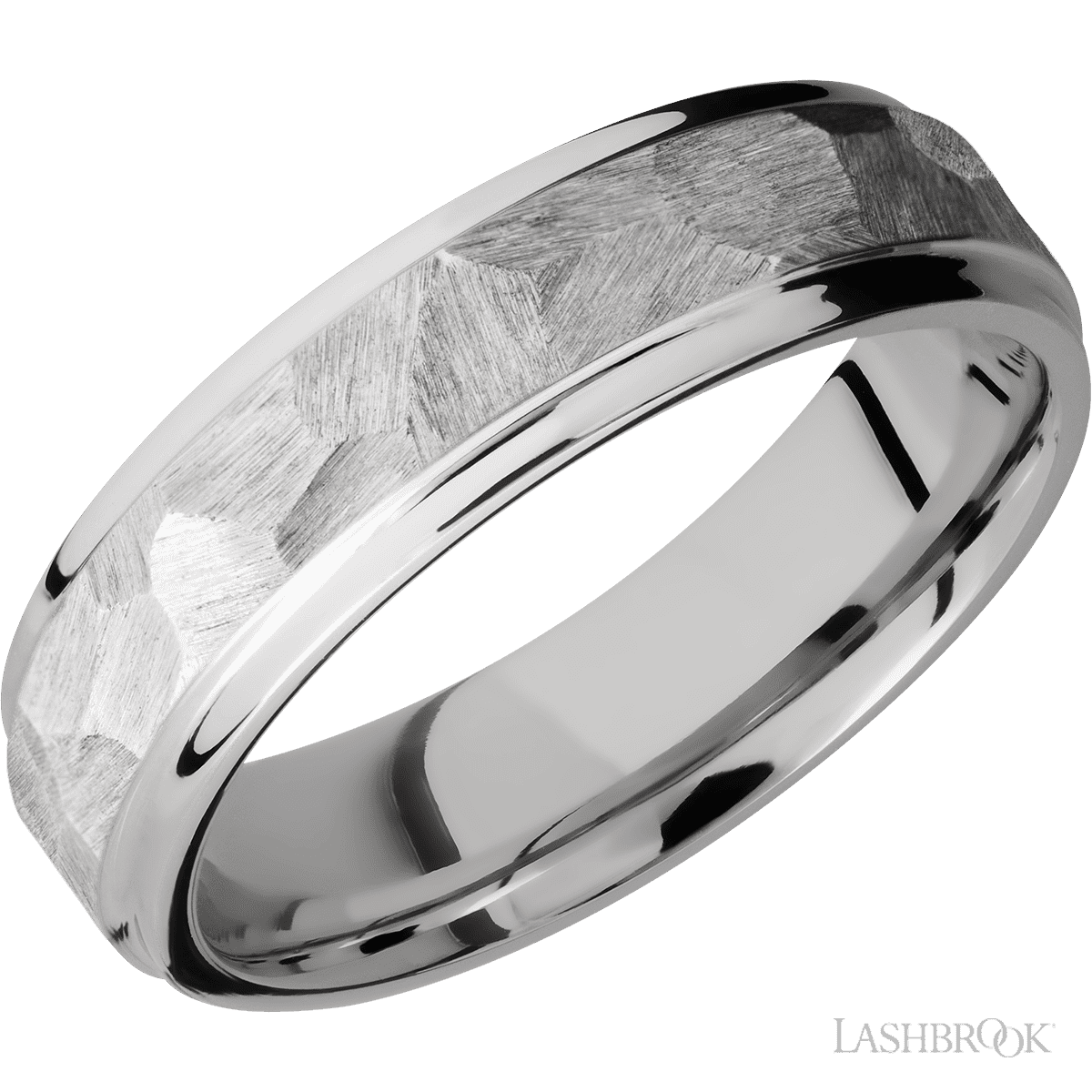 6 mm wide Flat Grooved Edges 14K White Gold band.