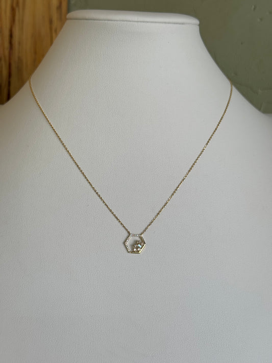 Hexagon Diamond Necklace