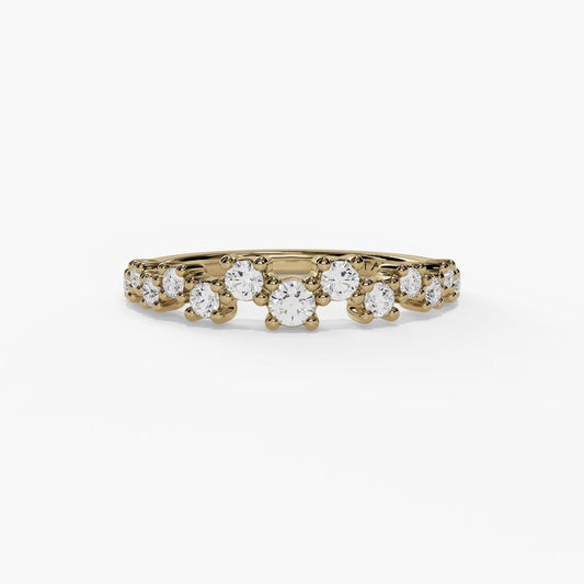 Zigzag Round Floating Diamond Stackable Wedding Band