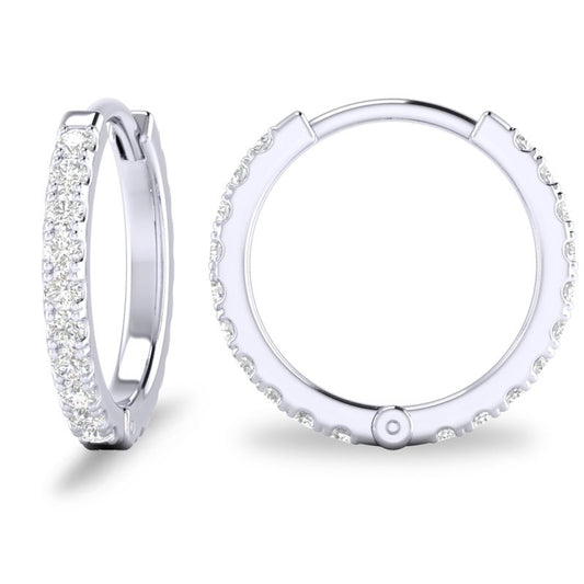 On Outside Round Small Diamond Huggies Earrings