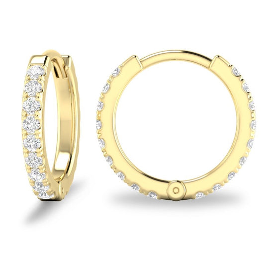On Outside Round Small Diamond Huggies Earrings 8mm