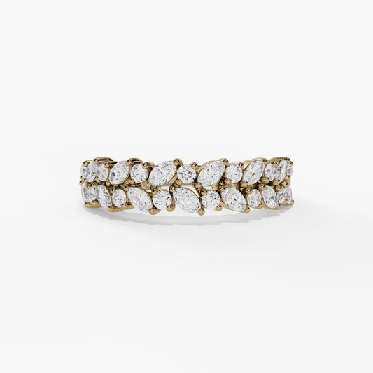 2 Row Tilted Marquise Round Diamond Band