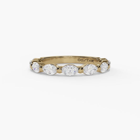 Marquise Single Prong Floating Diamond Stackable Band