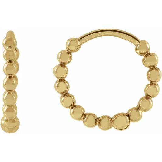 14K Yellow Beaded Huggies