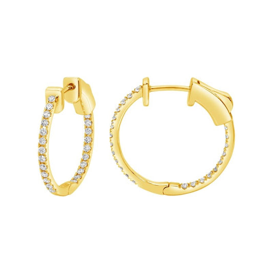 Diamond Inside Out Round Hoop Earrings 14K Rose Gold
