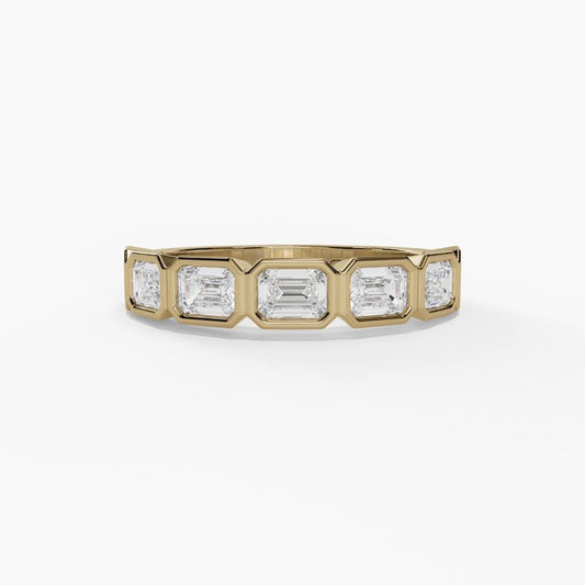 Bezel Set Emerald Cut Diamond Band