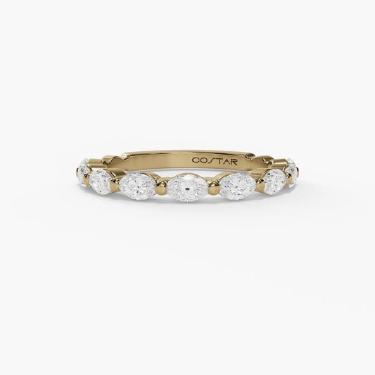 Marquise Single Prong Floating Diamond Stackable Band