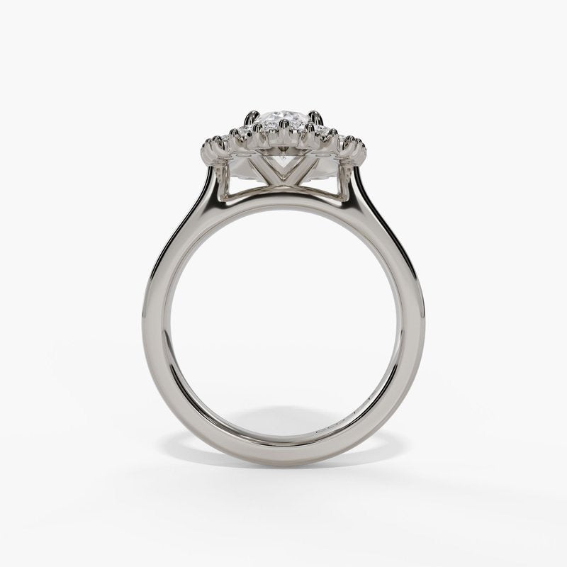 Tapered Baguette & Round Diamond Double Halo Engagement Ring