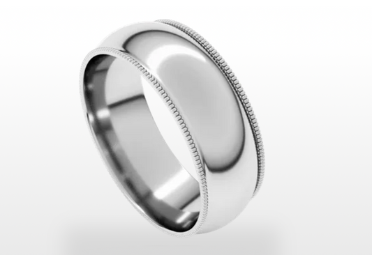 14K White Milgrain Comfort Fit